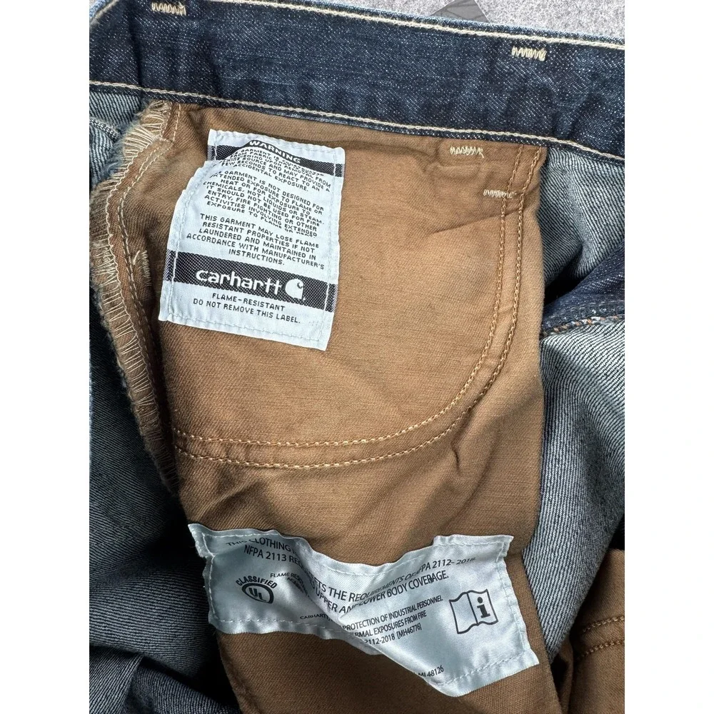 Carhartt FR Rugged Flex Jeans Mens 40x36 Blue Straight Traditional Fit Work